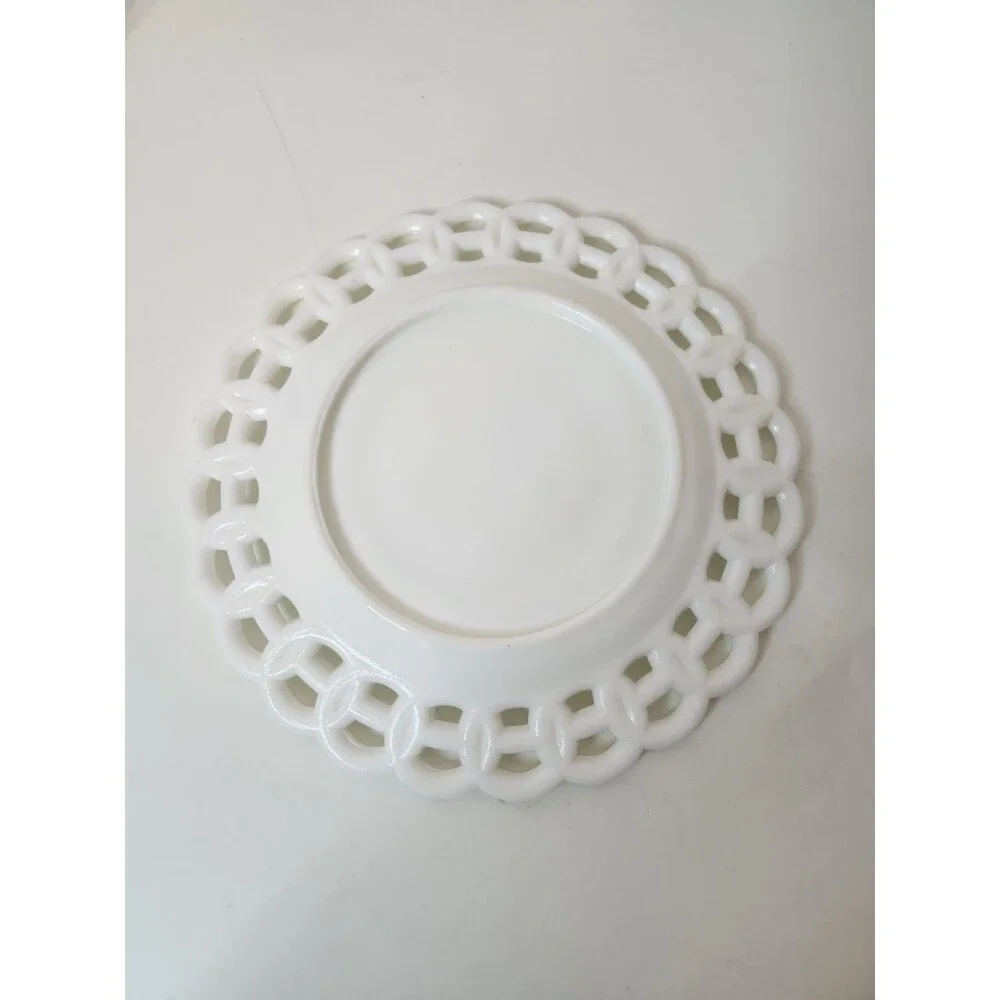 White Milk Glass 8.5 in. Scalloped Plate